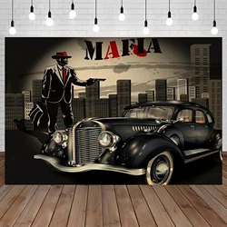 30s 60s Gangster Mafia Gun Old Car Chicago Crime Scene Photography Backgrounds Party Backdrops