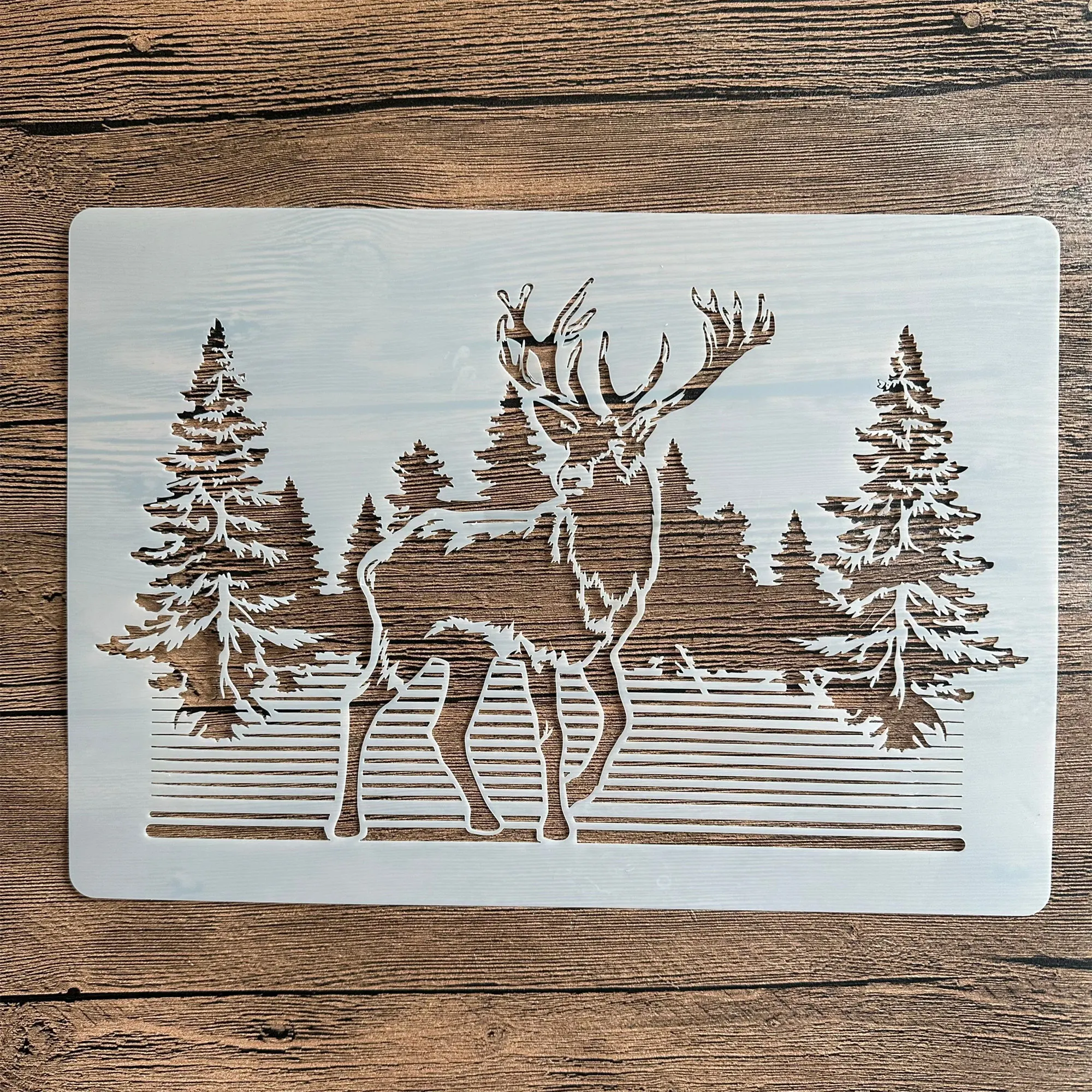 A4 29*21cm DIY szablony malowanie ścian księga gości kolorowanie tłoczenie Album papier dekoracyjny szablon kartek renifer, las