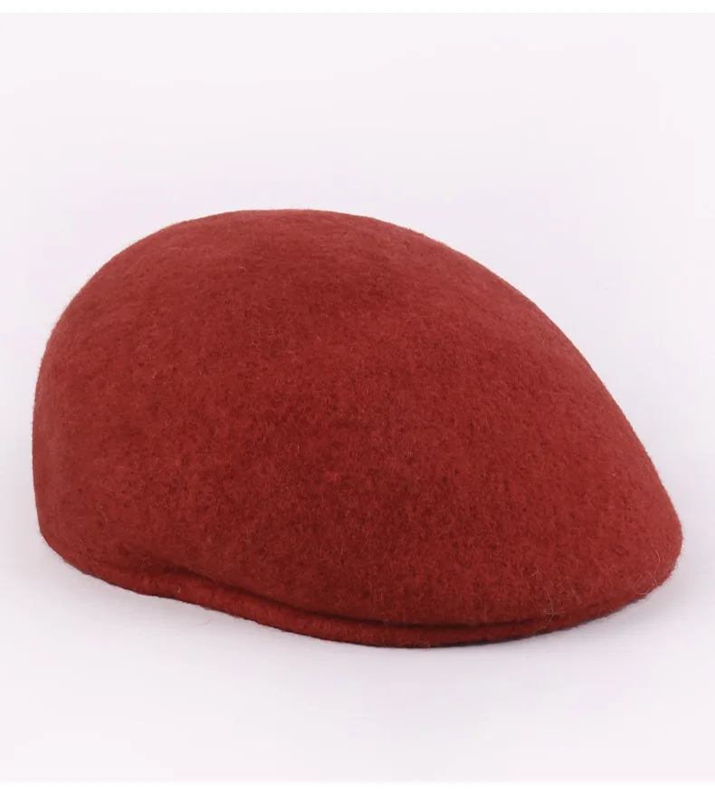 Unisex Wool Berets Solid Color Artist Beanie Hat Men Women British Retro Anti-wear Forward Hats Outdoor Warm Newsboy Cap