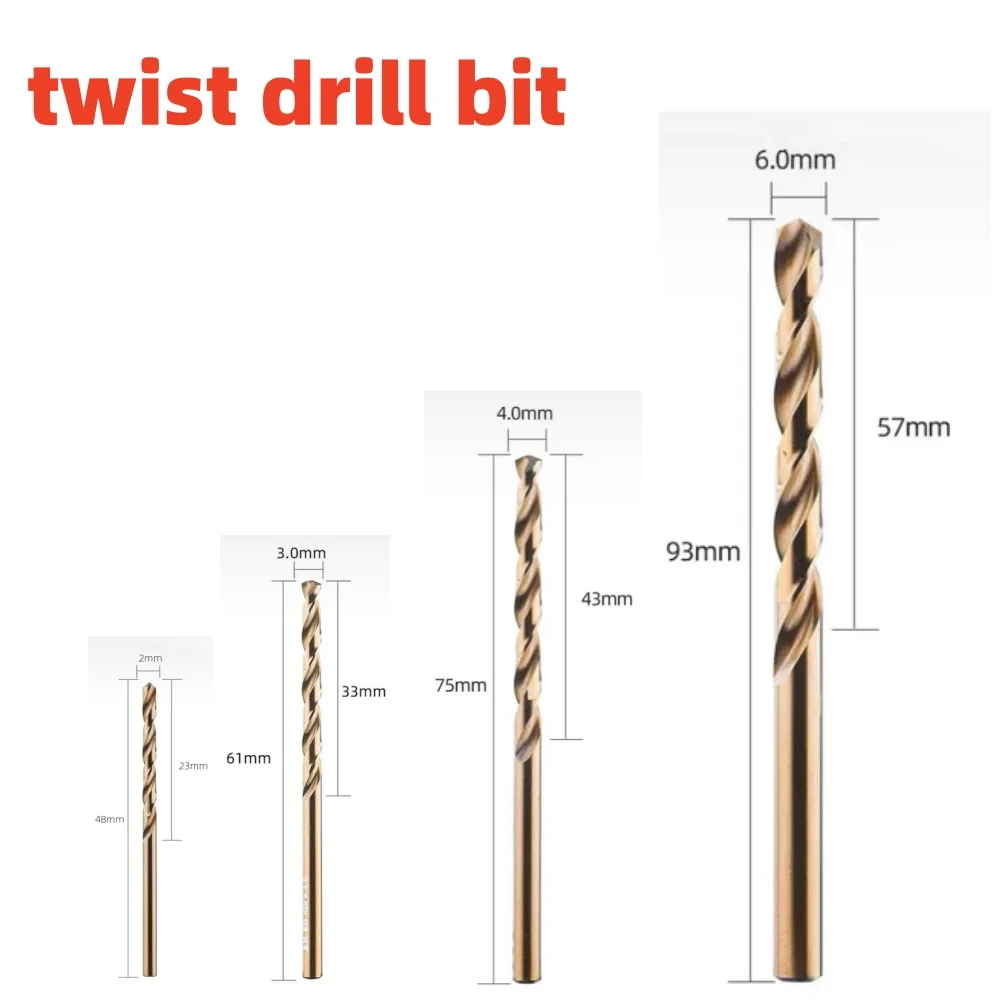 4pcs Coated Cobalt Drill Bits HSS High Speed Steel Drill Bits Set Tool Multi Function Metal Drills Power Tools Woodwor
