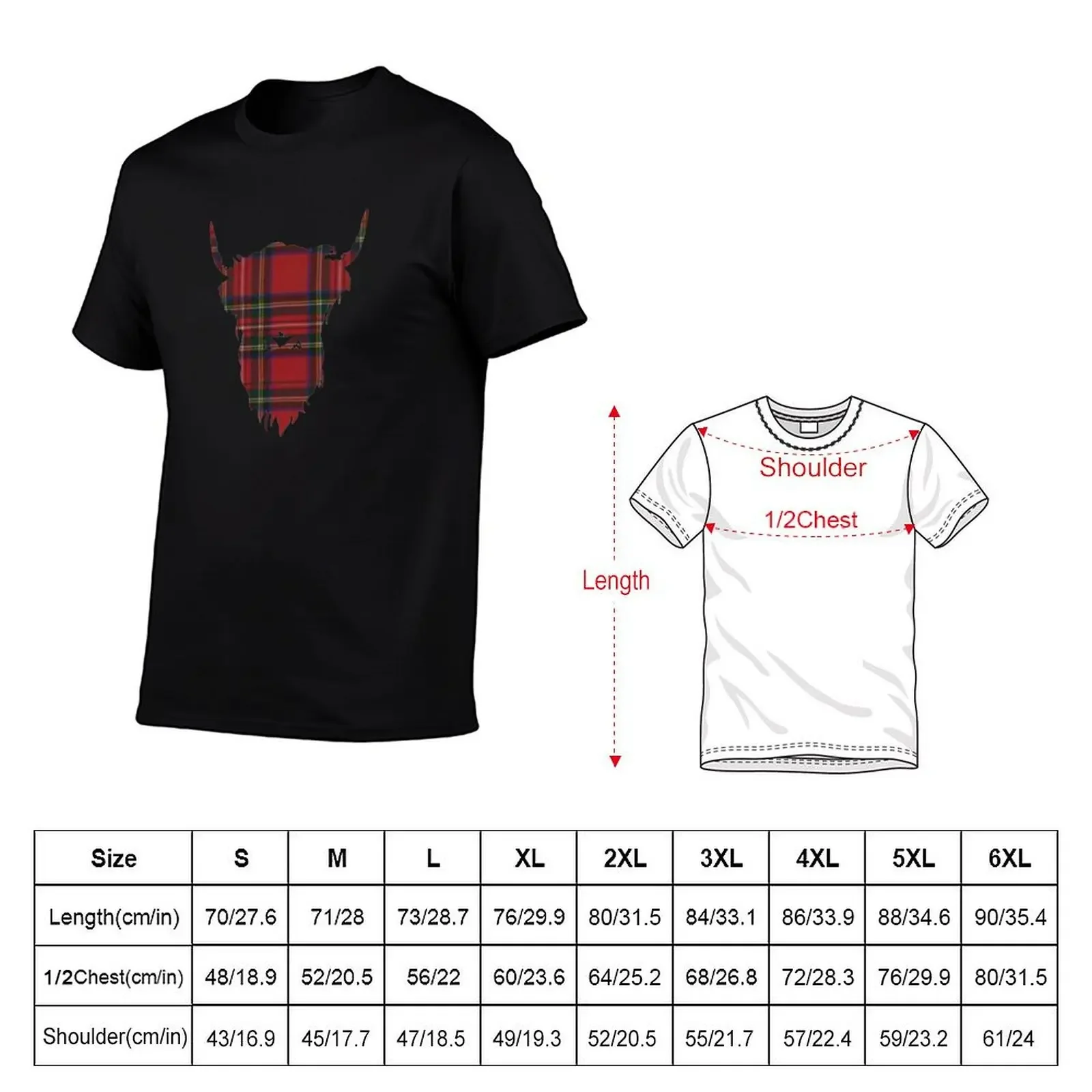 Royal Stewart Tartan Highland Cow T-Shirt oversized anime figures shirts graphic tees Men's t-shirt