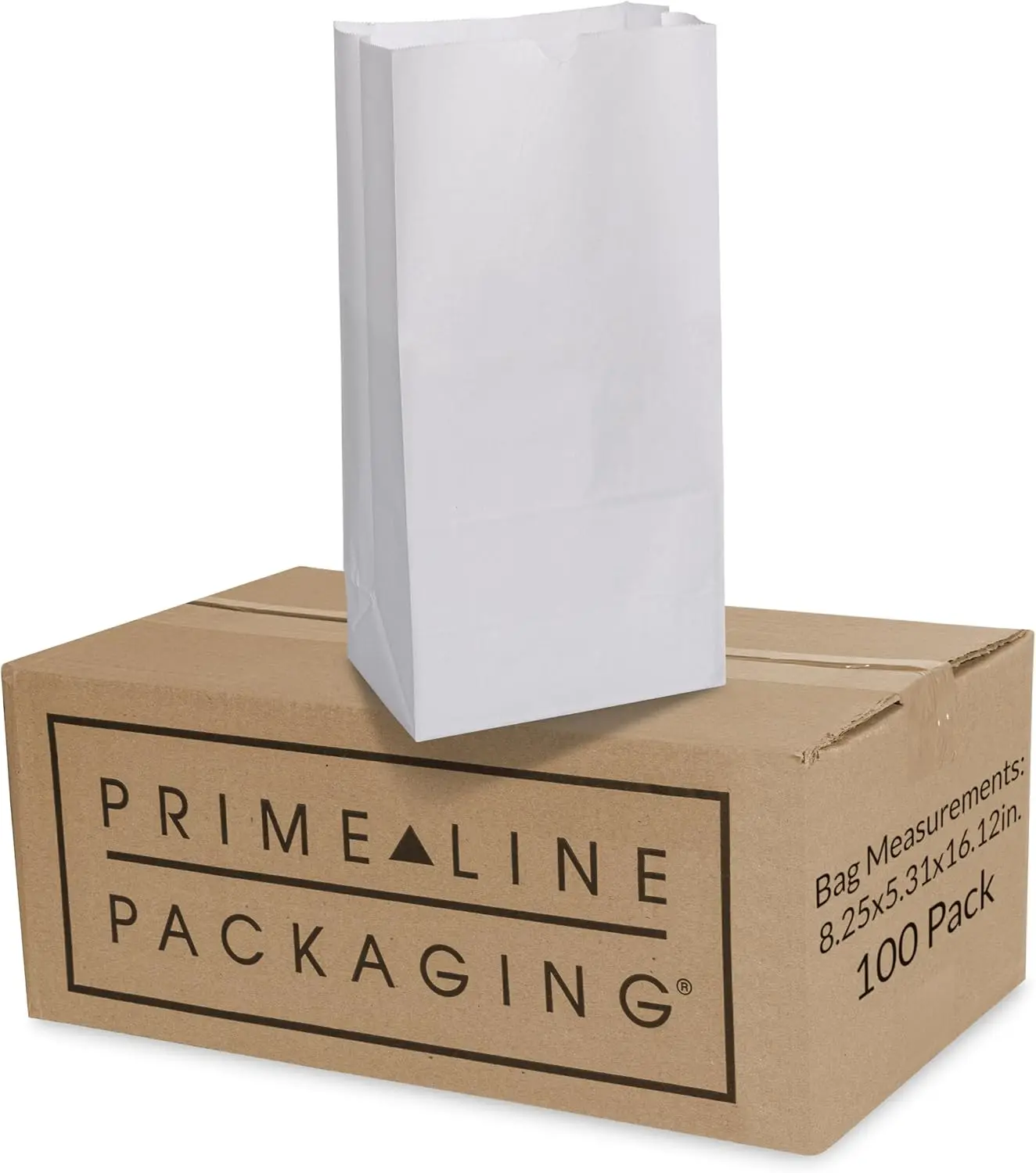 

White Paper Lunch Bags, Large Grocery Size for Delivery, Take Out, Shopping, Store, Bakery Use, 20 , 8.25x5.31x16.12,