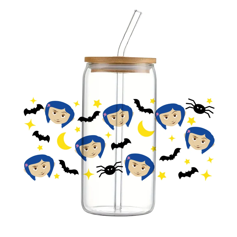 Disney Movie Coraline Cartoon Pattern UV DTF Transfer Sticker Waterproof Transfers Decals For 16oz Glass Cup Wrap Stickers