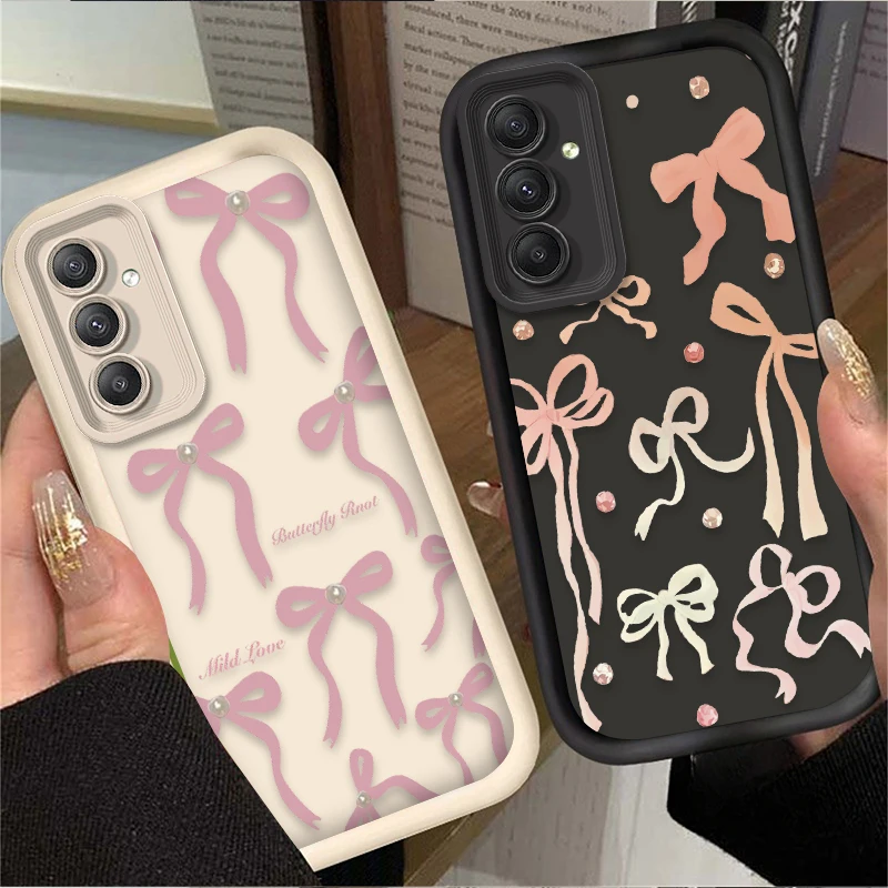 Roze Art Strik Case voor Samsung Galaxy A35 A55 A15 A25 A16 A06 A05 A05S A24 A13 A23 A12 A22 A32 A52 A71 A51 4G Afdrukken Cover