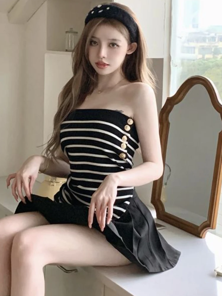 Camisoles Women Asymmetrical Leisure Striped Holiday Popular Streetwear Ulzzang Comfortable Students Creativity Simple Charming