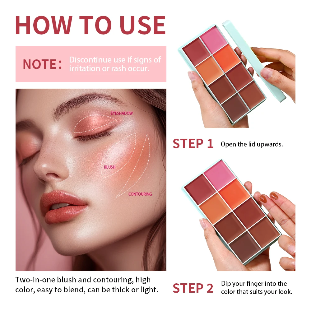 Étui étanche crème surligneur Palette Blush couleur vive étui sourcils boue ton longue durée utilisations multiples maquillage cosmétiques