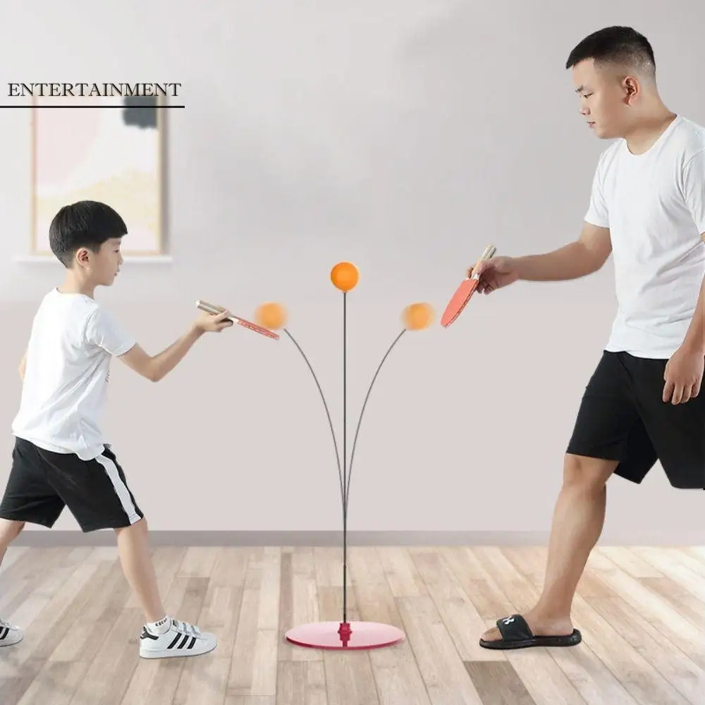 1 Set Elastic Table Tennis Trainer Movable Leisure Table Tennis Exerciser Fixed Play Pong Balls Paddles Set Self Training