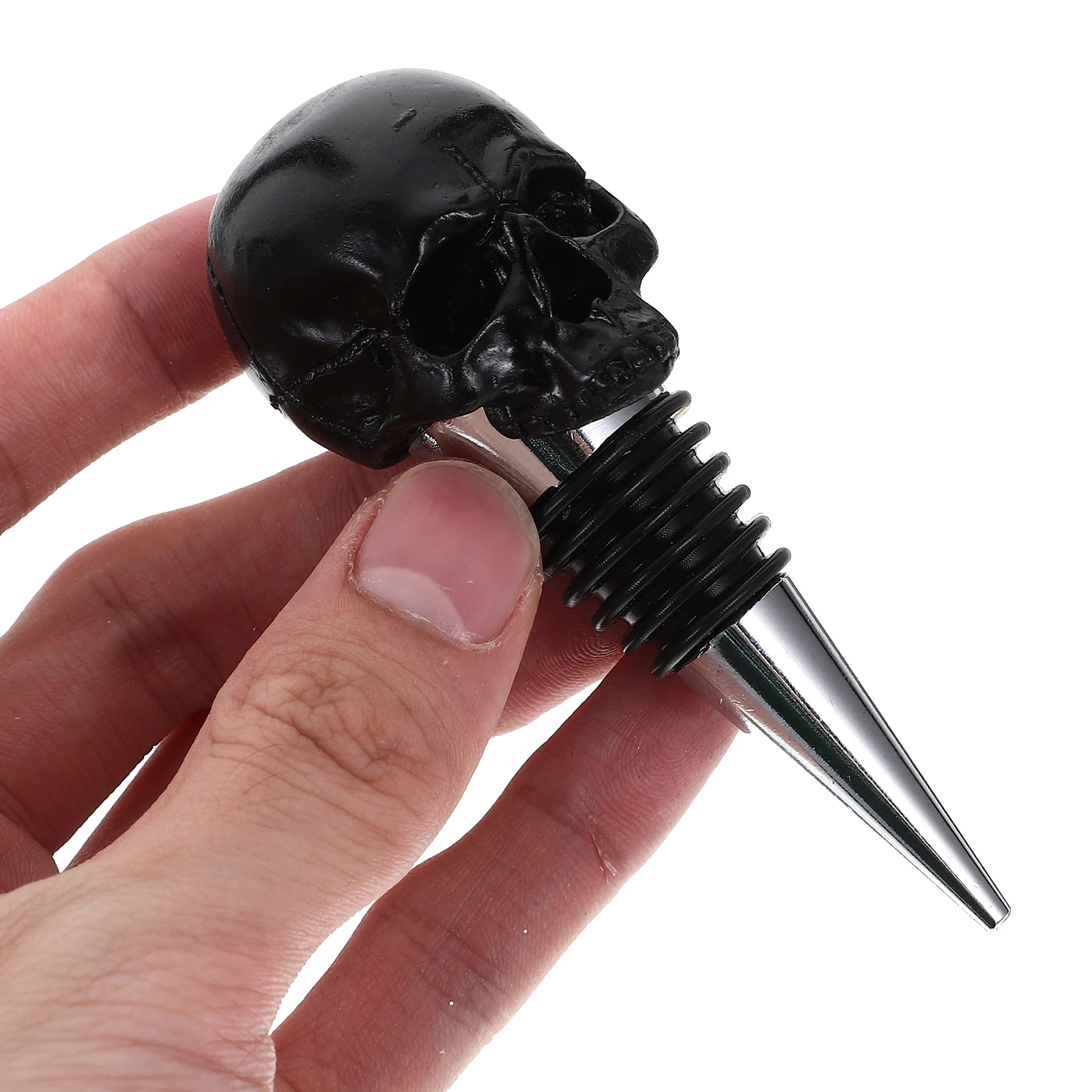 

1pc Bottle Stopper Black Resin Skull Shape Sealing Plug Easy Clean Insert Save Quality Decorative Olive Oil