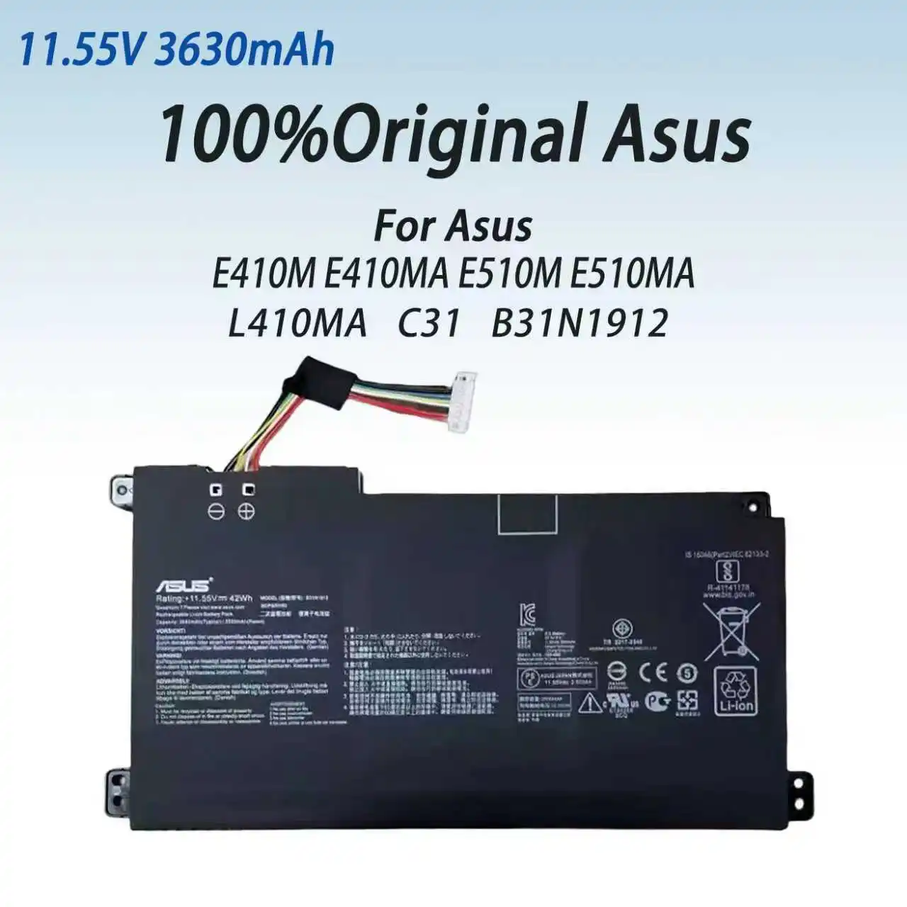 

100% original Asus E410M E410MA E510M E510MA L410MA C31 B31N1912 battery