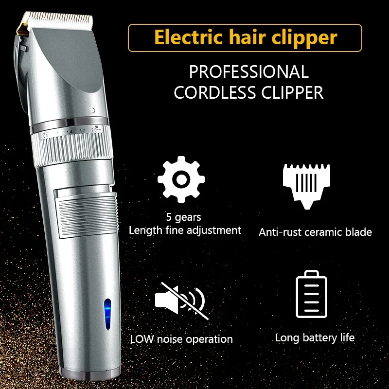 Cortadora de pelo profesional para hombre, máquina para cortar el cabello, digital, recargable por USB, con cuchilla de cerámica