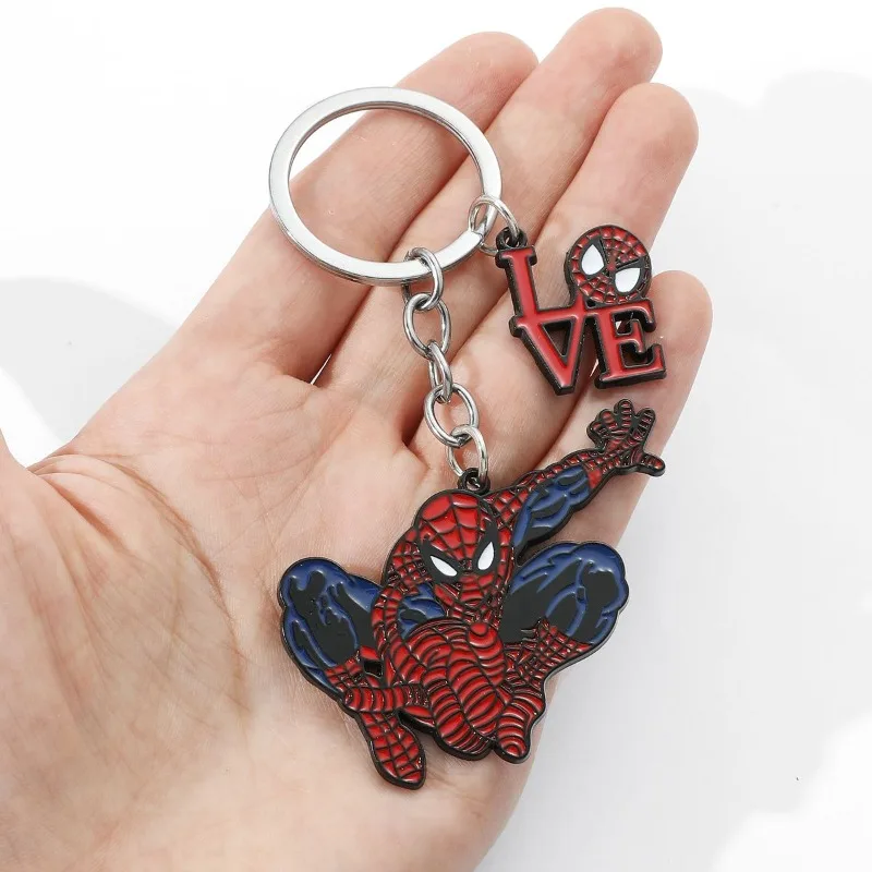 

Marvel Spider Man Keychain Alloy Key Chain Avengers Backpack Car Decoration Pendant Keyring Creativity Cool Friend Birthday Gift