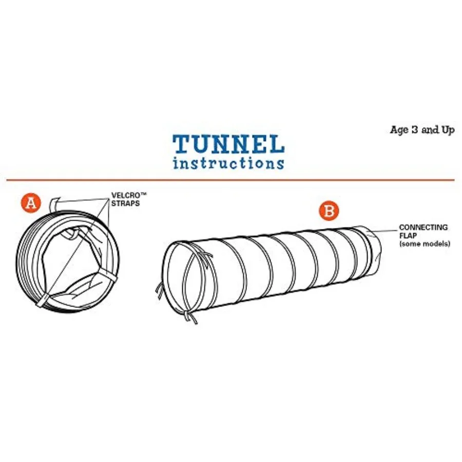 Tunnel de jeu pour enfants, intérieur/extérieur, bleu, 9 pieds x 22 pouces, avec tissu durable, accessoire amusant