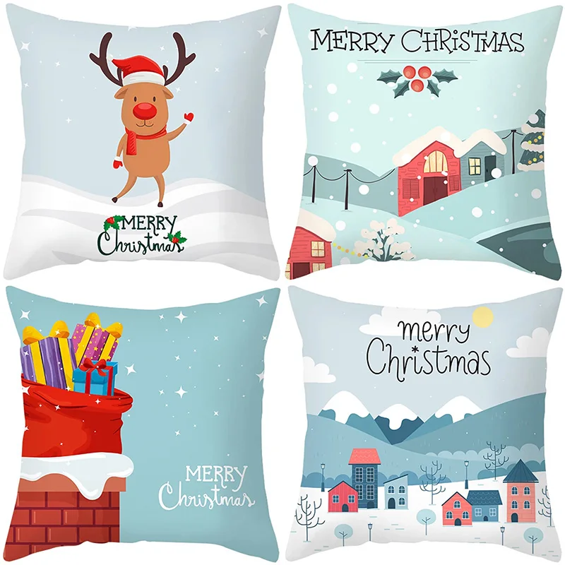 

Christmas Themed Pillowcases Car Accessories Office Santa Claus Living Room Sofa Home Pillowcases