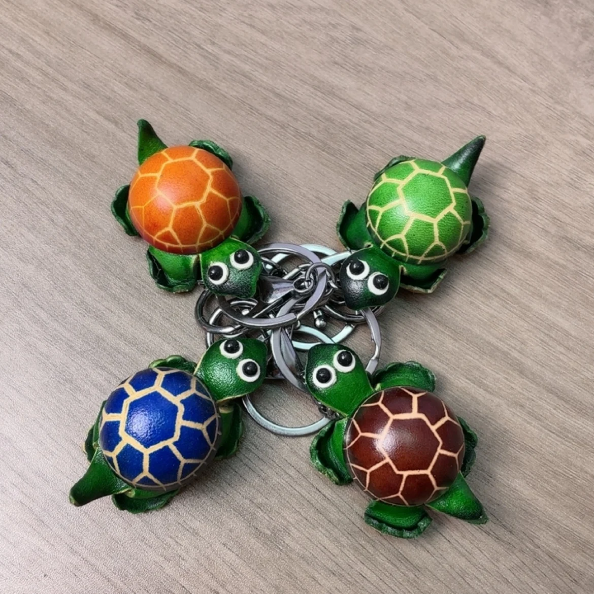First layer cowhide mini turtle keychain couple pendant backpack accessories children's animal toys creative gifts