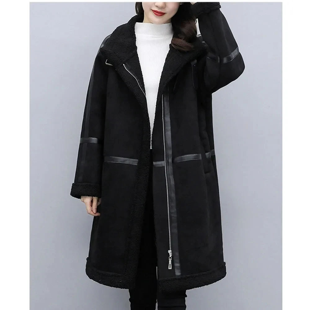 Donne autunno inverno coreano peluche addensare giacca di pelliccia lungo caldo parka cappotto di pelliccia Double-face femminile di alta qualità 5XL