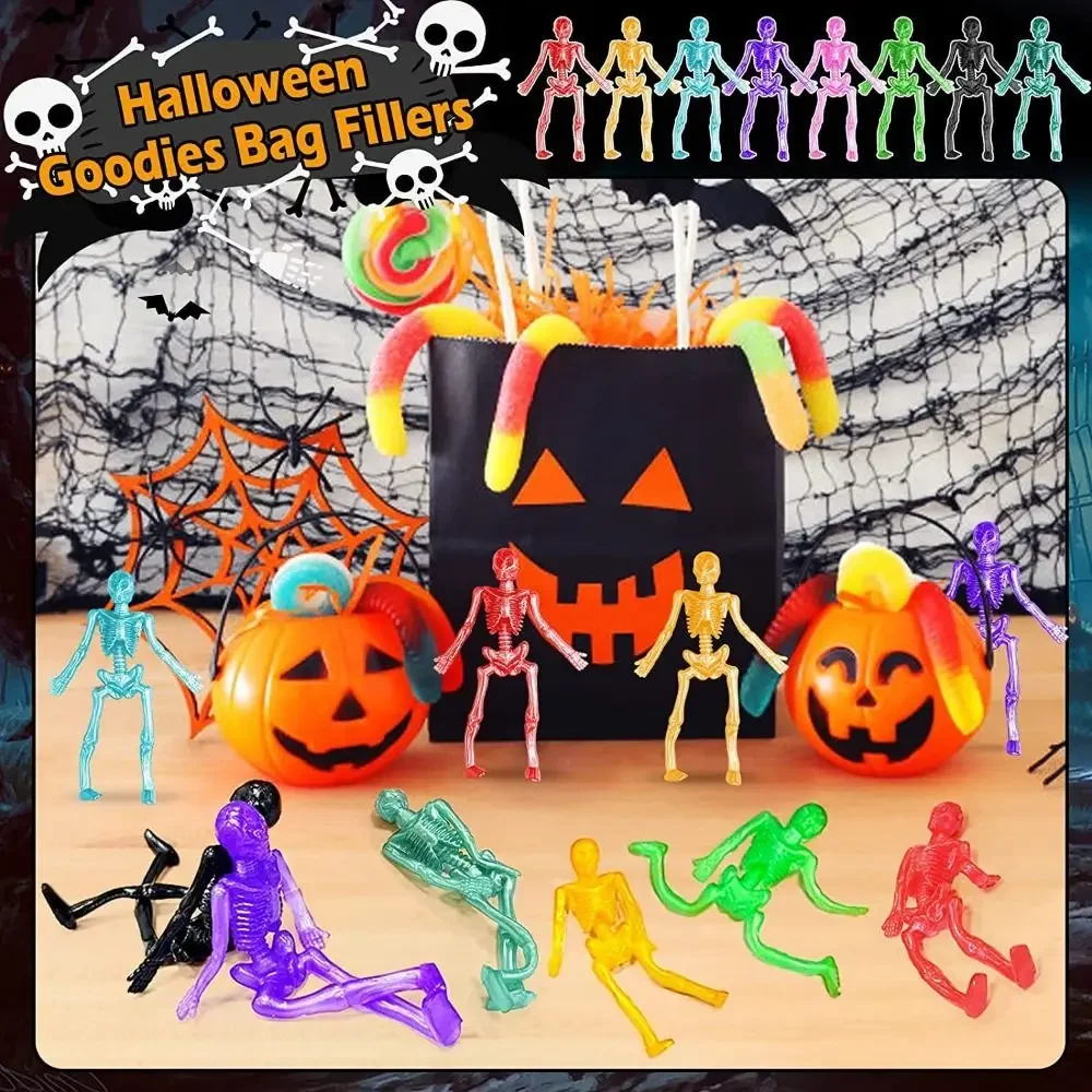 10Pcs TPR Halloween Stretchy Toys Skeleton Bulk Halloween Halloween Skeletons Relief Toy Elasticity Decompression