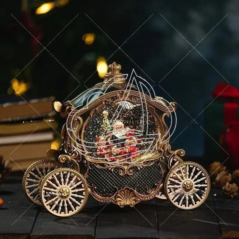 Christmas Crystal Ball Music Box Santa Claus Snow Globe with Snowfall - Creative Gift for Girls And Kids Birthday