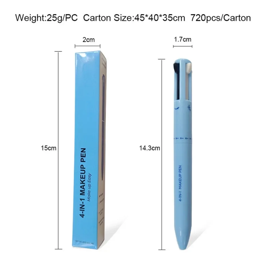 오래 지속되는 방수 휴대용 눈썹 및 립라이너, 하이리터 및 아이라이너 펜슬, 사용하기 쉬운 메이크업 펜, 4in 1 개인 라벨