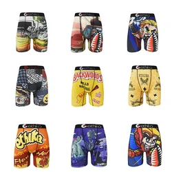 Men's briefs Printed pattern long boxer shorts, breathable and comfortable quick-drying stretch boxers, sweatpants boxers