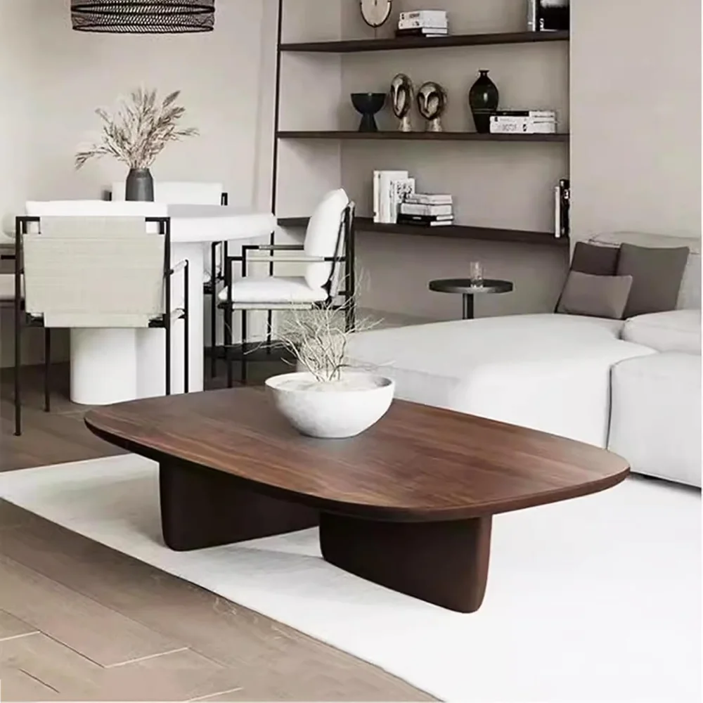 

Abstract Coffee Table Modern Solid Wood Coffee for Living Room,Retro Style Coffee Table Rectangular Cocktail Table
