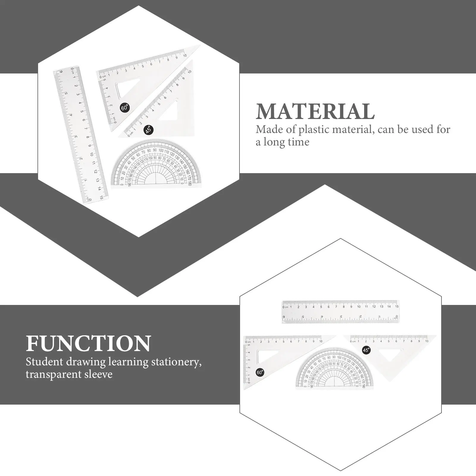 مجموعة من 4 مجموعات من مسطرة مثلثة للرسم الاحترافي أداة قياس الرياضيات المدمجة للوازم المدرسية الفنية للهندسة المعمارية #2