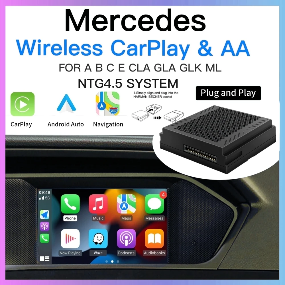LEXXSON Wireless Carplay Decoder For Mercedes Benz A B C E CLA GLA GLK ML Sprinter NTG4.5 Becker Module Android Car Navigation