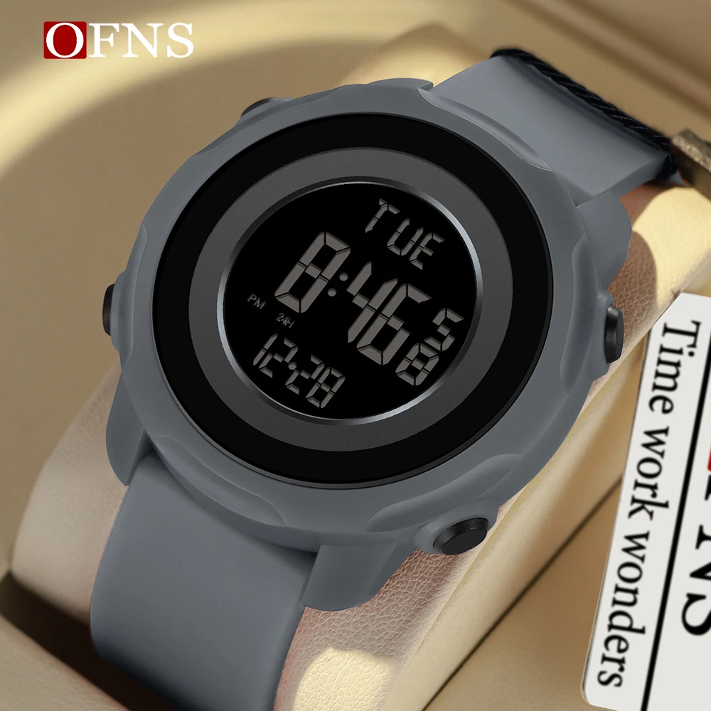 OFNS brand's top luxury new 6122 fashionable men's watch sports pedometer heat 50M waterproof LED digital men's watch 2024