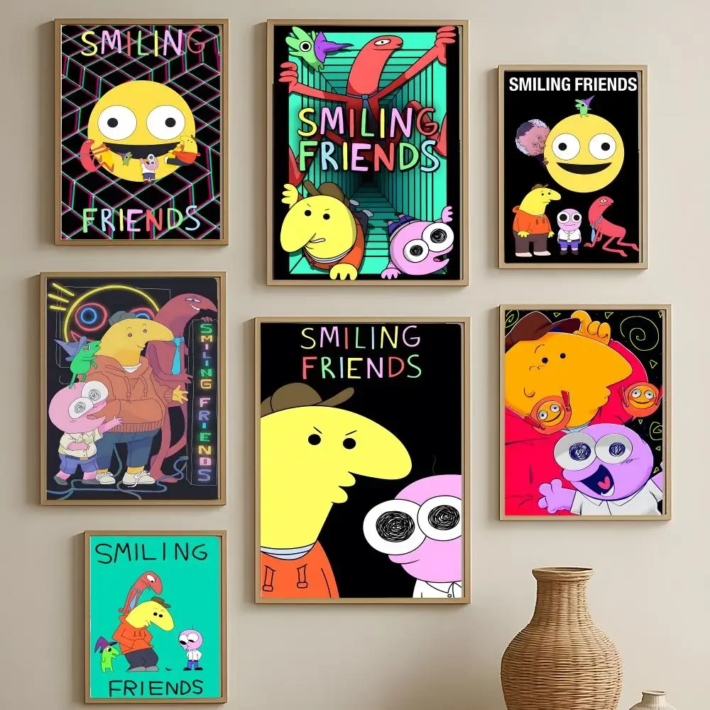 Anime Smiling Friends Poster Versatile HD Waterproof Wall Art Self-Adhesive Decor for Any Space Ideal Gift