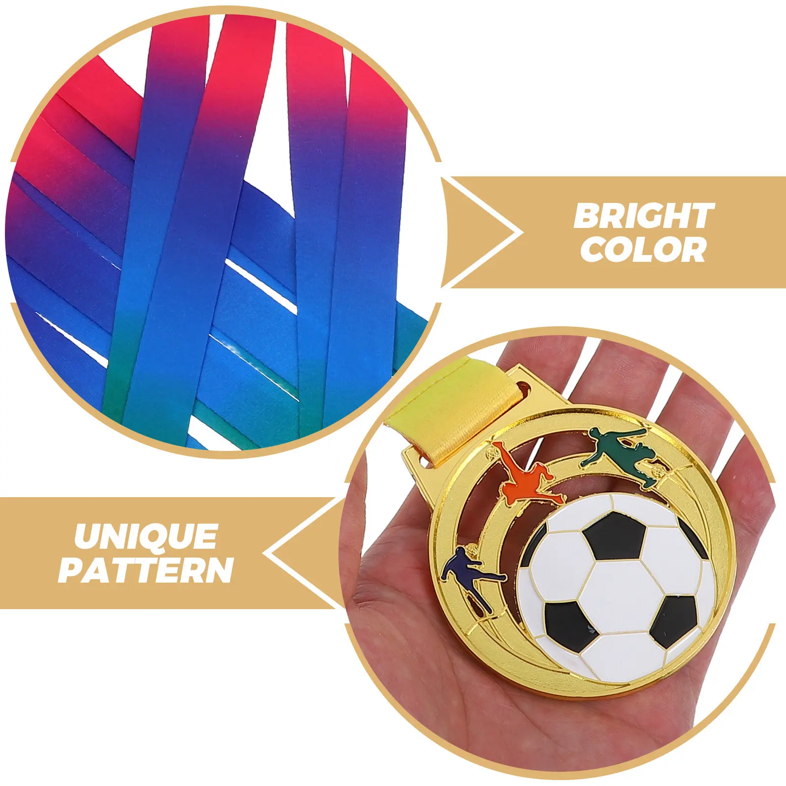 6Pcs Football Winner Medals Hollow-Out Zinc Alloy Sports Medals for Soccer Awards Football Awards Sports Medal