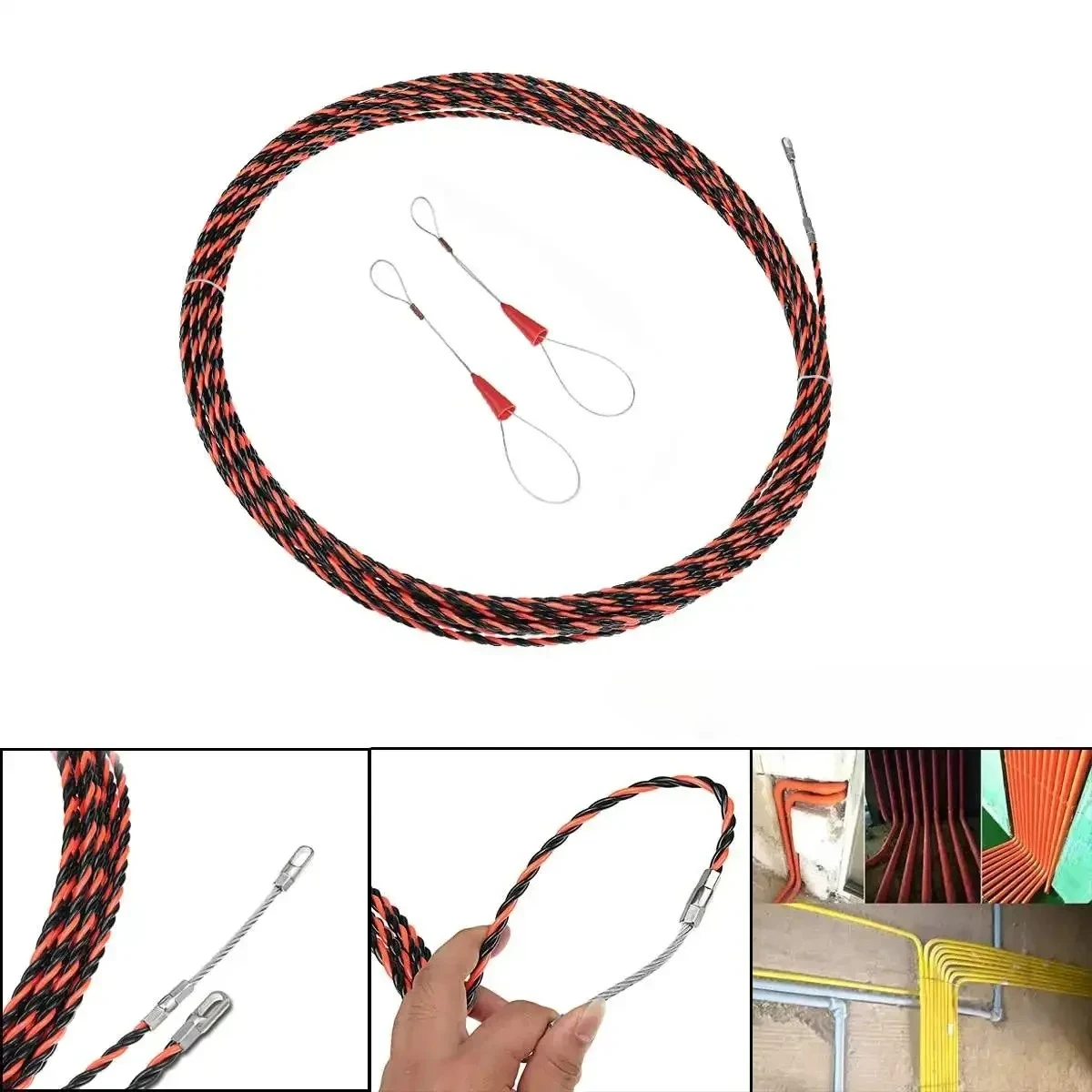 20m 6mm Electrician Wire Cable Push Puller Threading Device Kit for Home Wire Installation Guide Device