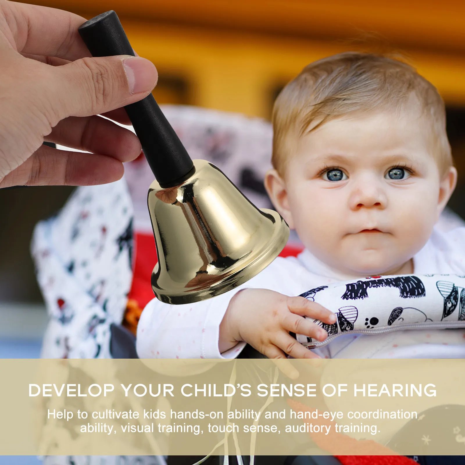 

2Pcs Hand Bell Children Handbell Metal Creative Design for Class Bed Rattle Holder Children Shaker Delicate Hand Bell