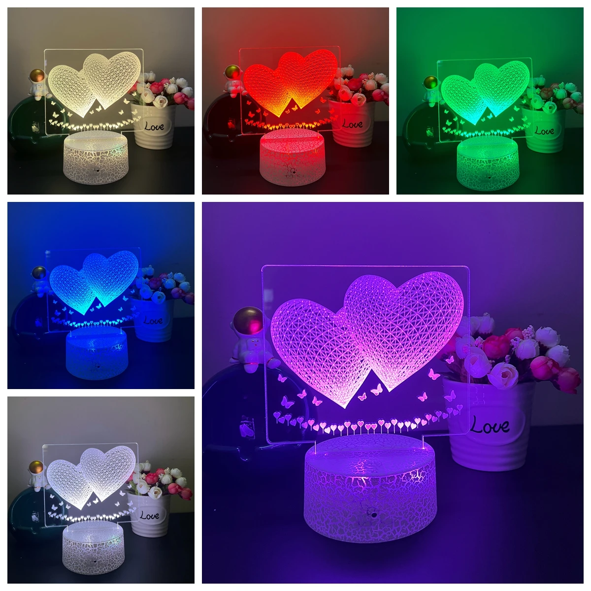 love7 / 16 Colored Night Light 3D LED Lamp For Children's Room Decor Christmas Birthday Gift