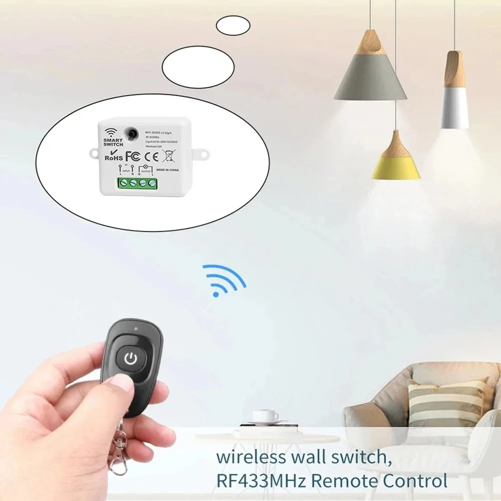 433Mhz Universal Wireless Remote Control Switch 110V 220V 10A Relay Mini Receiver Remote Control For Home Led Light Lamp