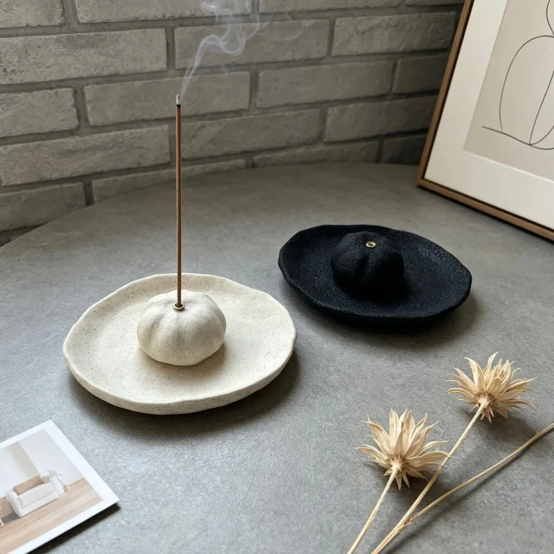 Wabi-Sabi Ceramic Incense Stick Holder Split Type, Handmade Aromatherapy Burner for Office Tea Table Desktop,Zen Home Decor Gift