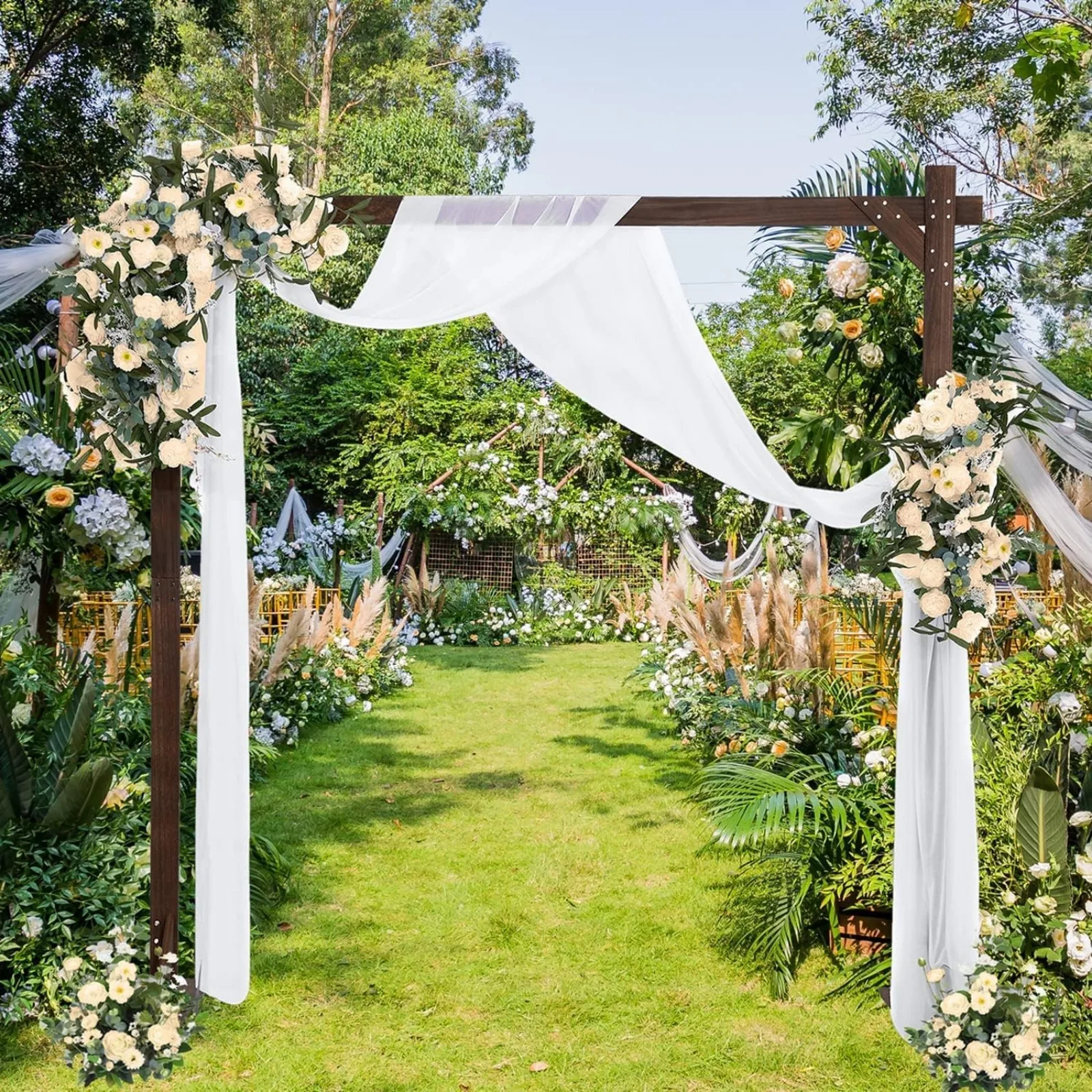 US 7.2FT Wooden Arch, Wedding Arch for Ceremony, Gorgeous Wooden Arbor Decoration, Wedding Arch for Lawn,