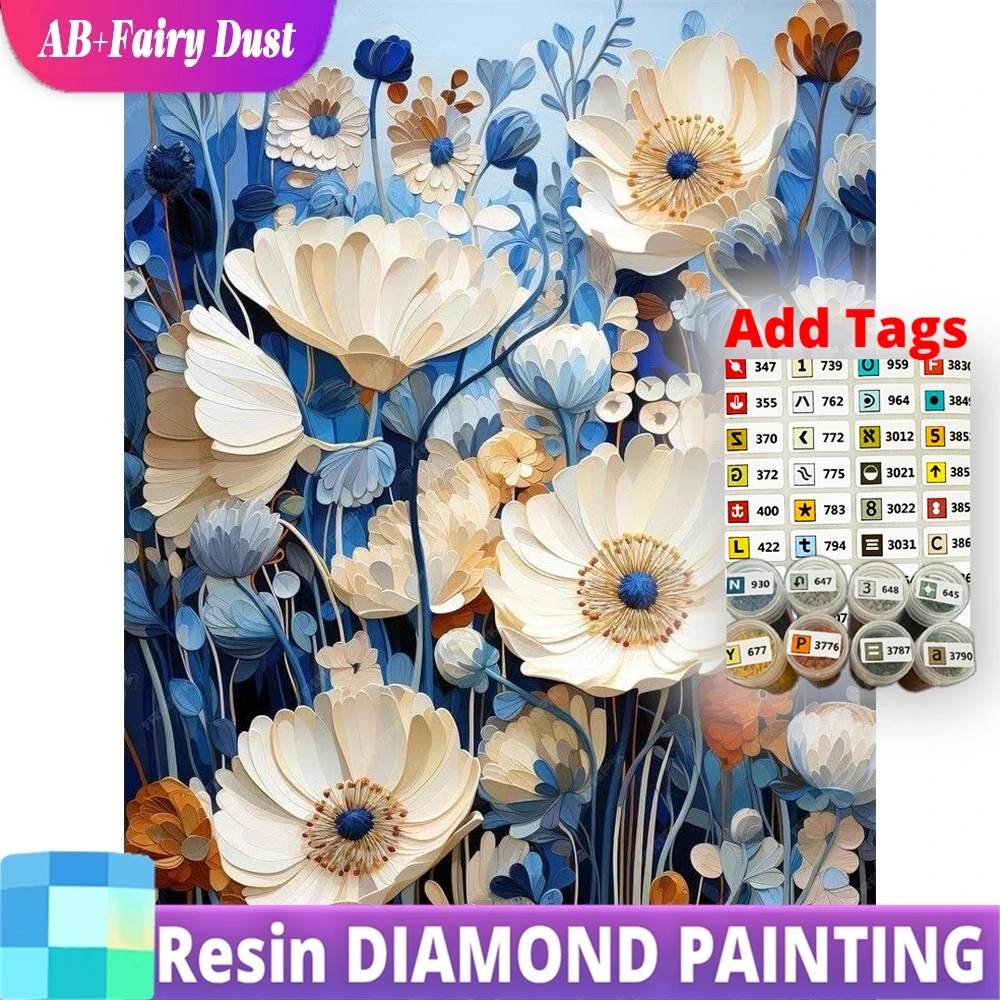 

Resin Fairy Dust AB Flower Diamond Embroidery Acrylic Craft Supplies DIY Painting Full Square Round Mosaic Handmade Gift Child H