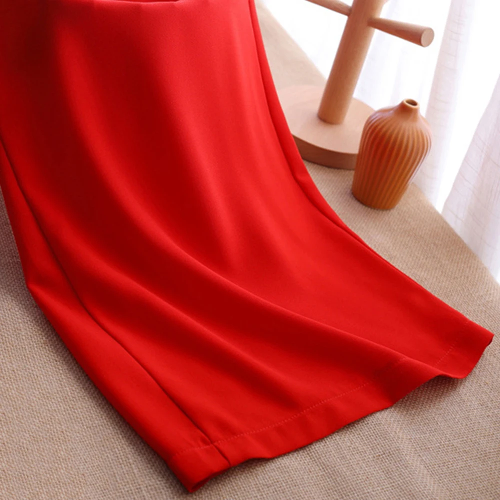 Women\'s Wide Leg Chiffon Flat Thin Summer Baggy Loose Trousers High Waist White Red Pants Oversize M 6XL Dropshipping
