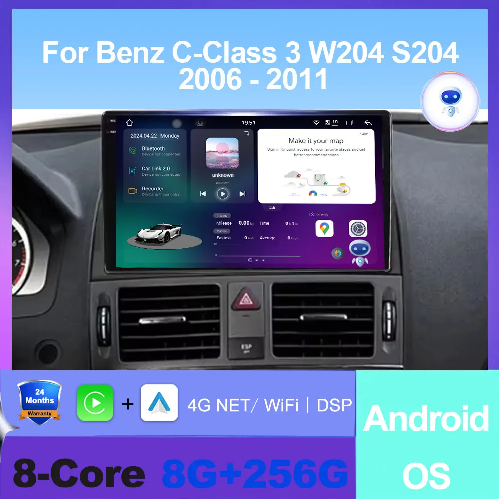 

Android Auto Car Multimedia Player For Benz C-Class 3 W204 S204 2006 - 2011 Radio GPS Navigation Stereo Carplay radio QLEDScreen