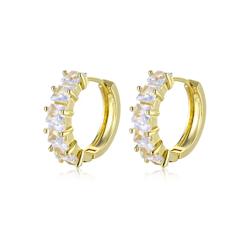 ENSHIR European and American Zircon Hoop Earrings Small Huggie Hoop Earrings for Women Girls Piercing Brincos