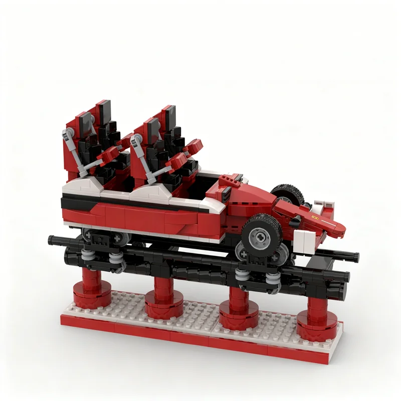 

743PCS MOC Creative Model Rollercoaster Red Force Portaventura World Building Blocks Assembly Building Blocks Display Gift Set