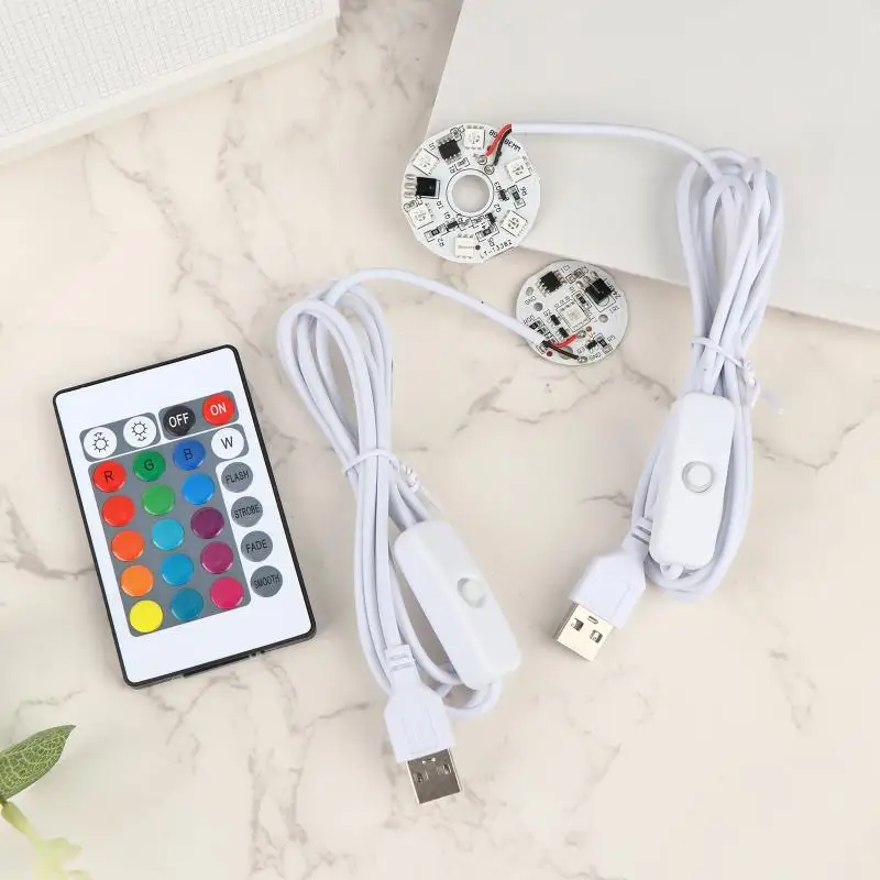 DC5V Colorful Gradient LED RGB Light: Board USB Switch Power Cable Remote Control DIY