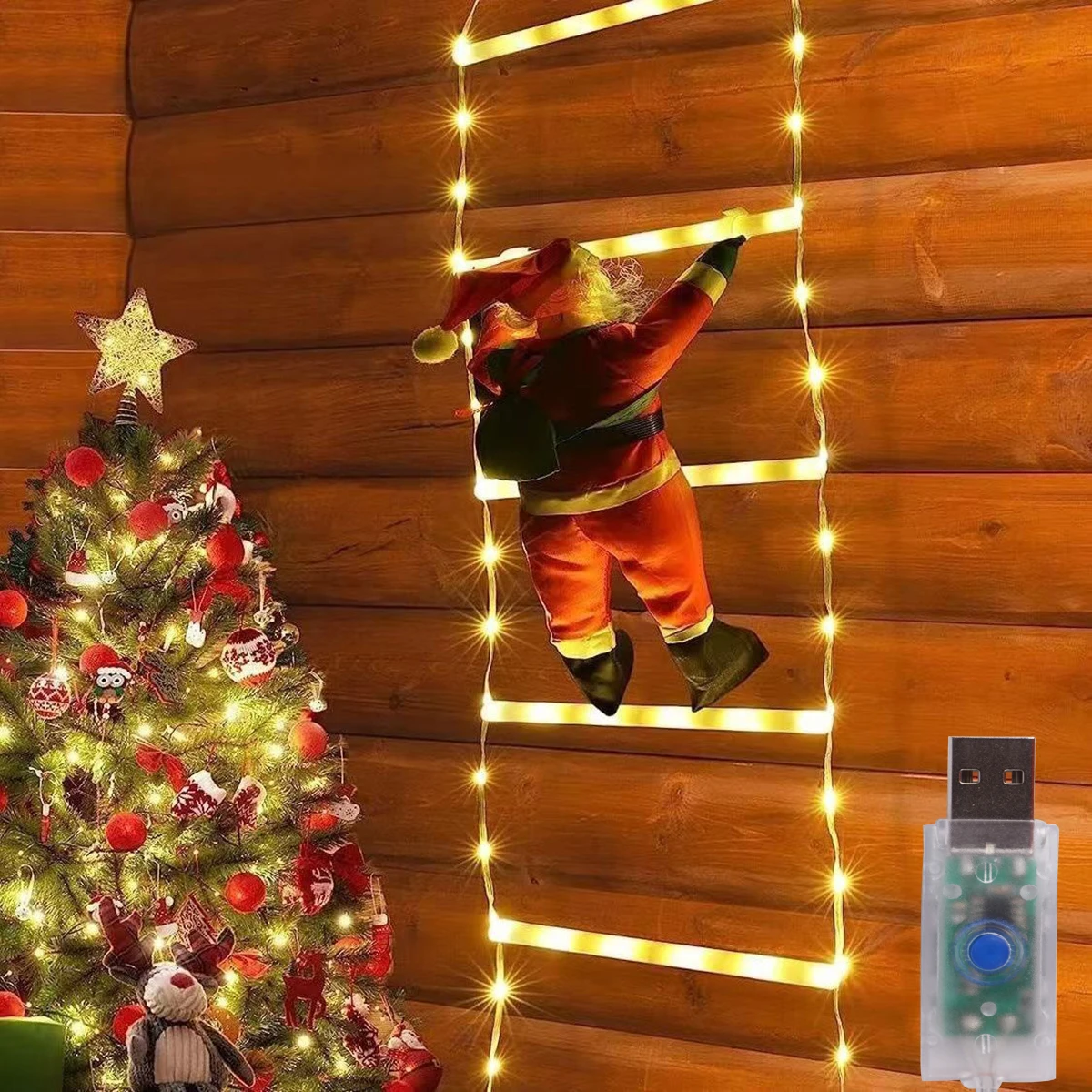 LED Christmas Lights Ladder String Lights Christmas Garland Fairy Lamps For Windows Home Wall New Year Xmas Tree Decoration