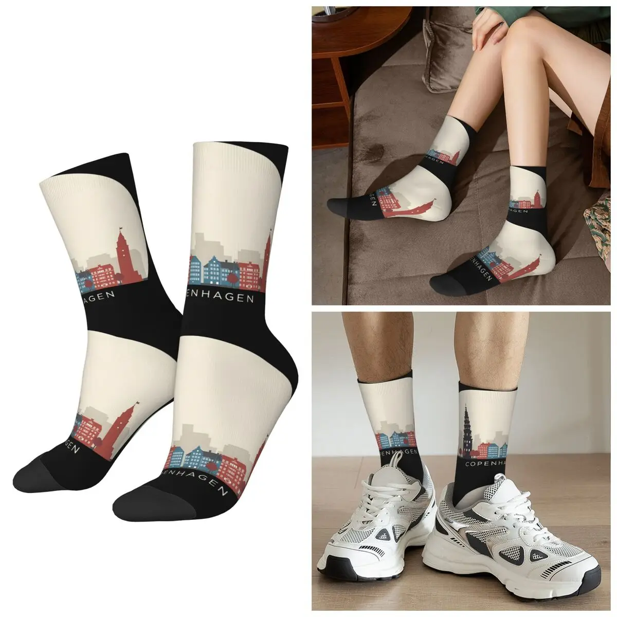 جميع المواسم كوبنهاغن السفر أيقونة الجوارب Harajuku طاقم الجوارب امتصاص العرق جوارب للرجال النساء هدايا عيد الميلاد