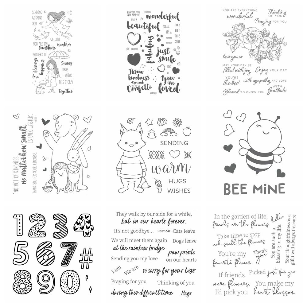 My Favorite Flower Sentiments Stamps Warm Wishes Rubber Clear Stamps For DIY Scrapbooking Album Card Making Decoration