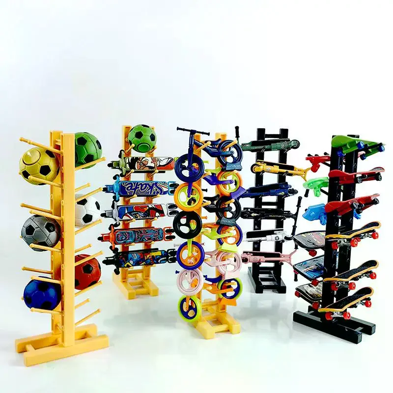 

Simple Plastic Display Stand Children's Finger Skateboard Balance Bike Soccer Ball Toy Set Multifunctional Storage Organizer