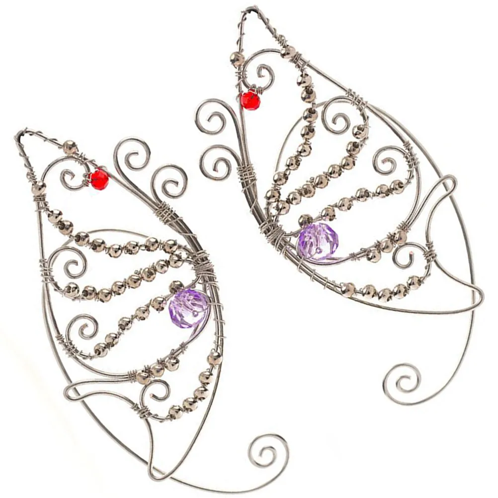 

Butterfly Earrings Non Piercing Beaded Cuffs Women Fairy Accessories Elf Ears Cosplay Rhinestone Zinc Alloy Adjustable