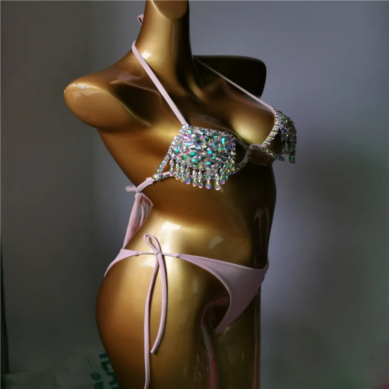 2022 venus wakacje rhinestone bikini set sexy kobiety stroje kąpielowe push up diament bling kamienie strój kąpielowy bikini