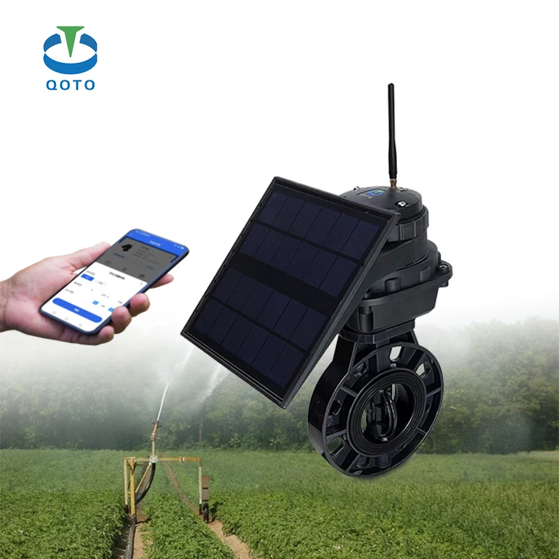 LoRa Connected Solar Power Smart Water Valve With UPVC  butterfly valve For Farmland Irrigation System motorized butterfly valve