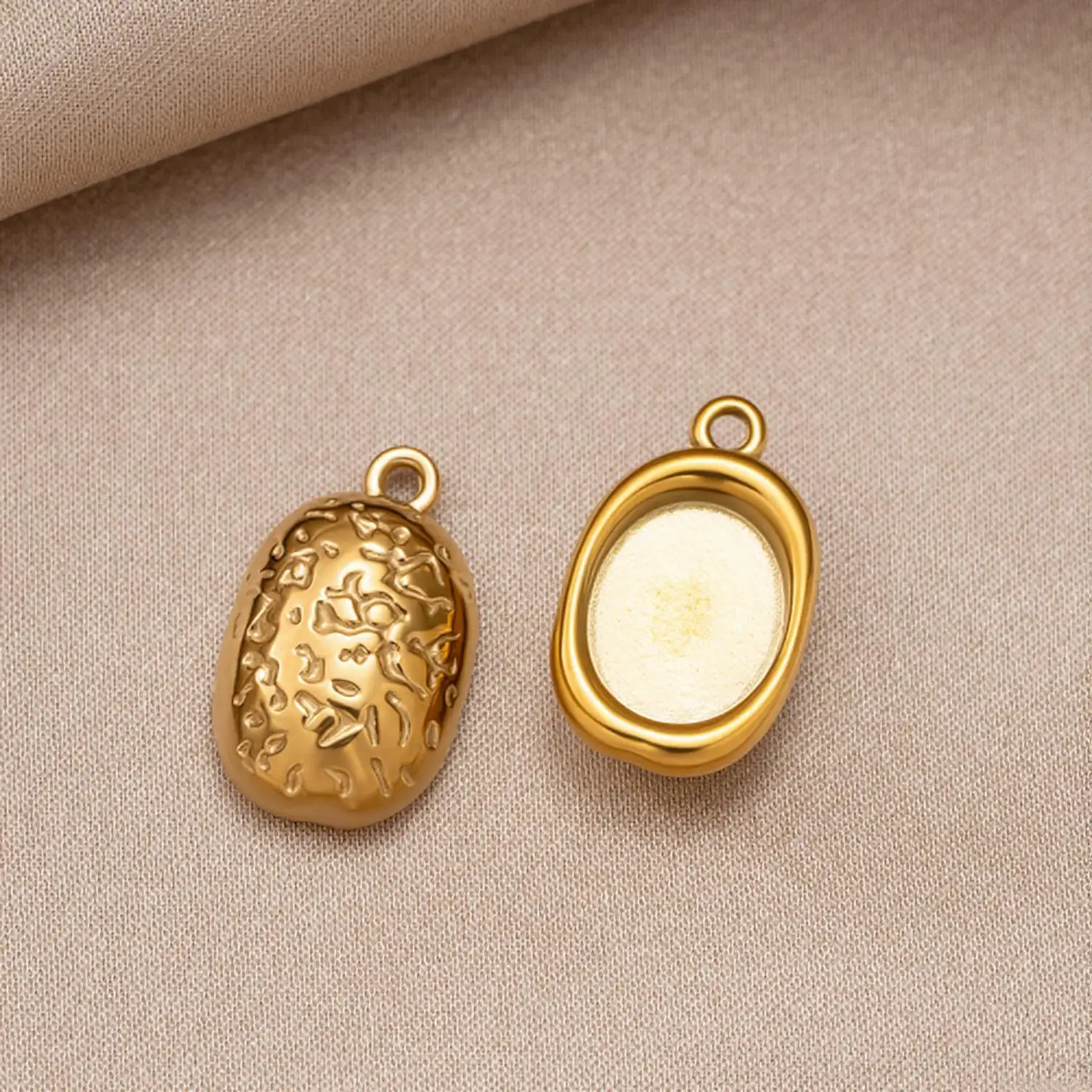 5 Stück/Set Edelstahl-Anhänger, ovale Basisplatten, Lünetten-Rahmen für Cabochons, Anhänger für DIY-Schmuck, handgefertigte Materialien und Zubehör – Detail 3
