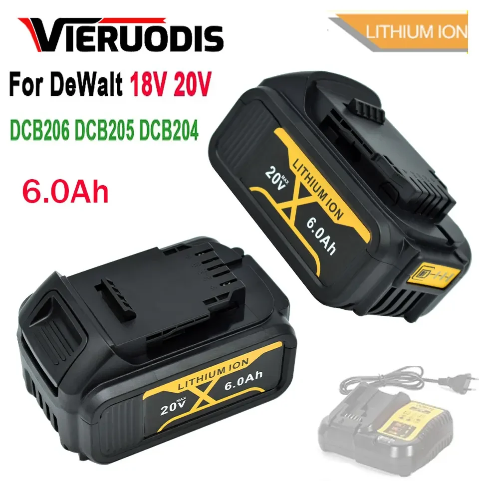 

For DeWalt 20V Battery Tools 6.0Ah DCB200 DCB184 DCB181 Replacement Li-ion Battery for DeWalt MAX power tool lithium Battery